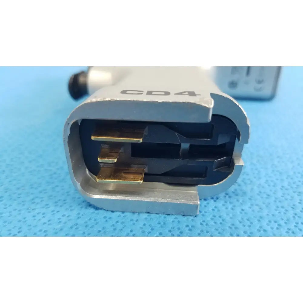 Silver cd4 car charger plug with gold-colored contacts and black interior for stryker cd4 cordless driver universal use