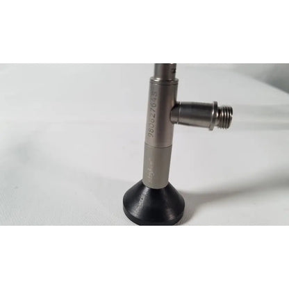 Silver metallic stryker endoscopy 0° arthroscope with black rubber base and threaded connection for reuse medical use