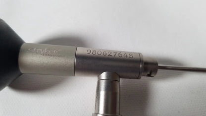 Stryker endoscopy 0° arthroscope silver metallic with black rubber grip and engraved serial number for reuse medical use