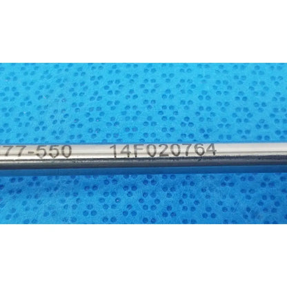 Metallic cylindrical rod with serial numbers 77-550 and 14f020764 of stryker endoscopy 58mm surgical trocar