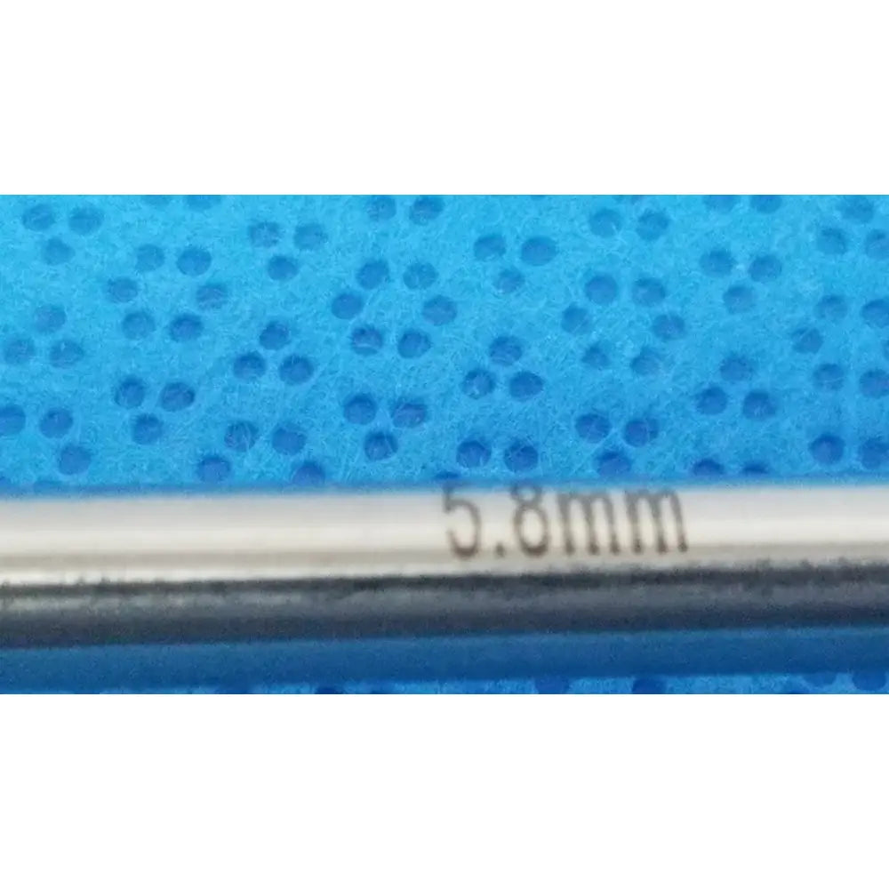 A sleek metallic cylindrical surgical trocar with 5.8mm diameter engraved in black for stryker endoscopy use