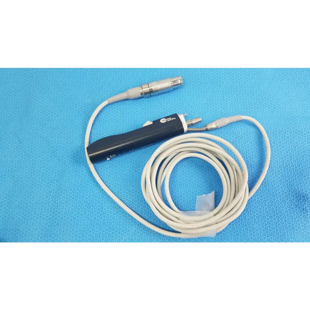 Stryker ESSx microdebrider handpiece black handheld medical equipment with coiled white cable and metallic connectors for reuse medical equipment