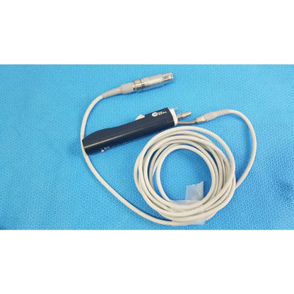 Stryker ESSx microdebrider handpiece black handheld medical equipment with coiled white cable and metallic connectors for reuse medical equipment
