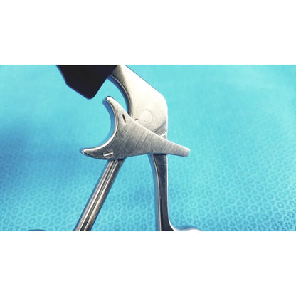 Silver stryker fenestrrated delicate surgical forceps with black ergonomic handle fenestrrated delicate grasper
