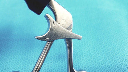 Silver stryker fenestrrated delicate surgical forceps with black ergonomic handle fenestrrated delicate grasper