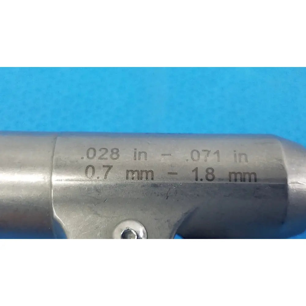 Silver metallic caliper with engraved measurement markings for stryker instruments 4100-62 wire collet attachment