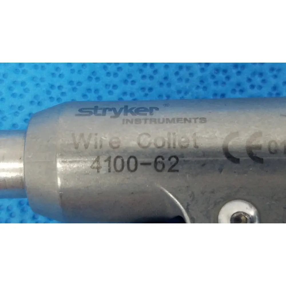 Silver metallic stryker instruments wire collet attachment model 4100-62 designed for precision surgical use