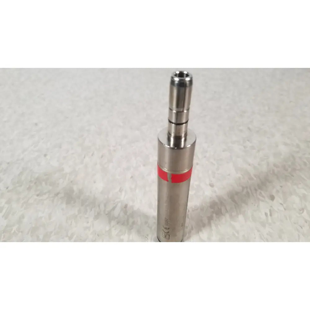 Silver metallic cylindrical stryker instruments handswitch tps microdrill with red band and threaded top section
