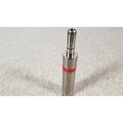 Silver metallic cylindrical stryker instruments handswitch tps microdrill with red band and threaded top section