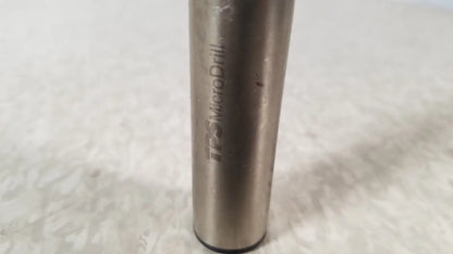 A metallic cylindrical handswitch tps microdrill bit with brushed finish and engraved stryker instruments handswitch branding