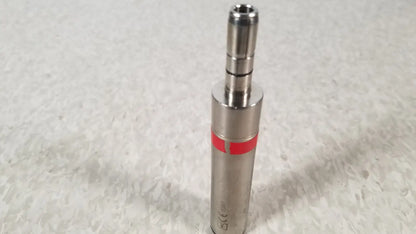 Silver metallic cylindrical stryker instruments handswitch tps microdrill with red band and threaded top section