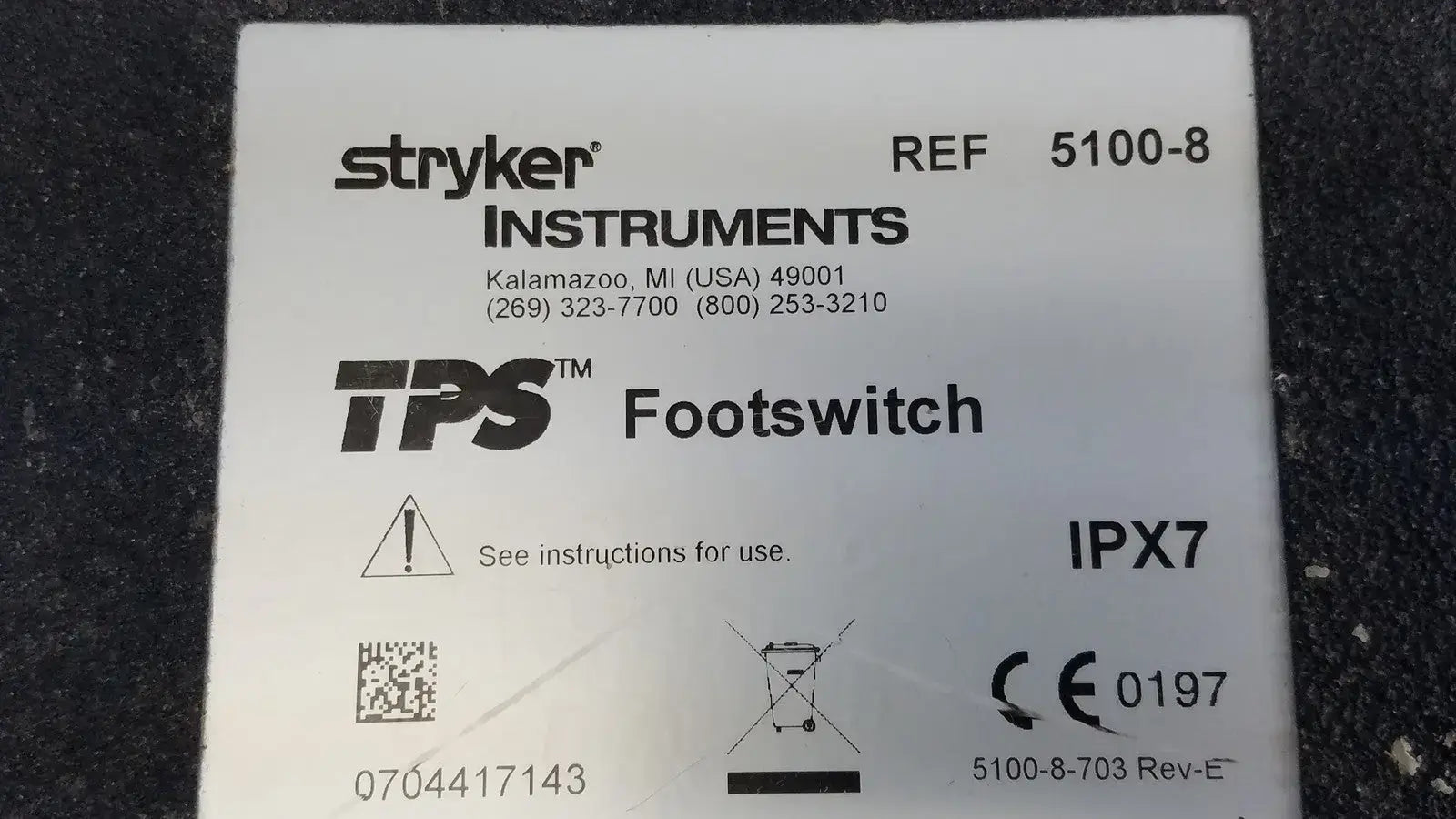 Stryker IPX7 5100-8 Foot Pedal Switch Foot Pedal Switch, second-hand product photo 8