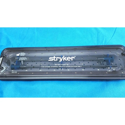 Stryker lot of 2 autoclavable 10mm 134ºc scope sterilization trays with black interior and perforated transparent lid