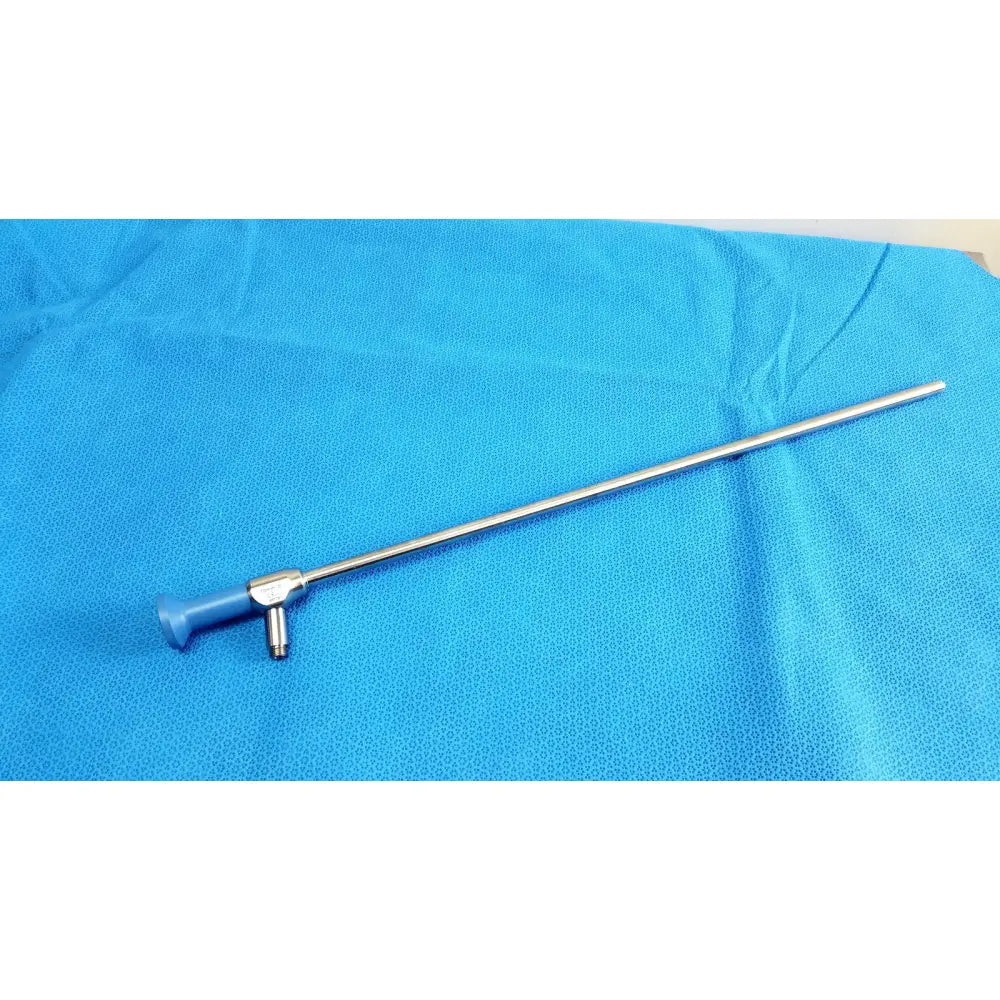 Silver surgical endoscope with blue ergonomic handle and metallic joints in stryker lot autoclavable 10mm 134ºc set