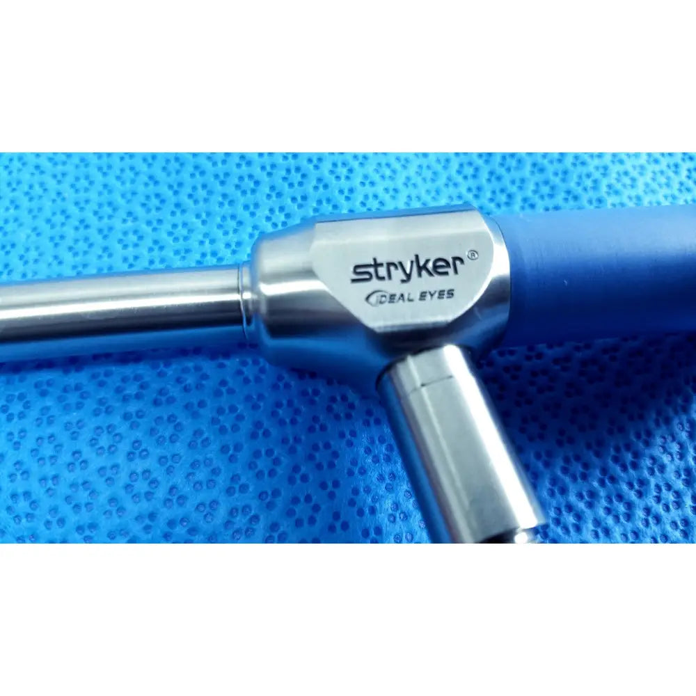 Stryker lot of 2 autoclavable 10mm 134ºc scope with metallic silver body and blue ergonomic grip for surgical use