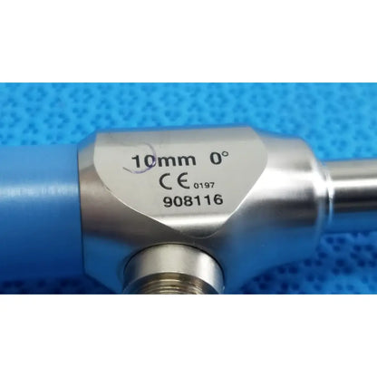 Silver metallic stryker lot autoclavable 10mm 30º scope with blue handle and engraved ce certification markings