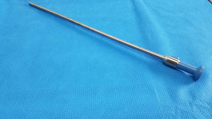 Silver surgical instrument with blue plastic handle and metallic shaft from stryker lot autoclavable 10mm 30º scope set