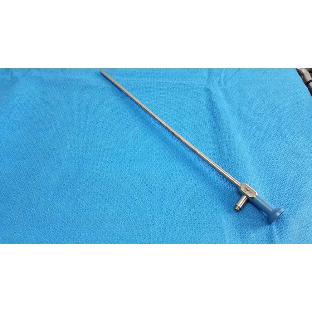 Silver stryker lot of 2 autoclavable 134ºc scope with blue ergonomic handle and metallic shaft with sterilization tray
