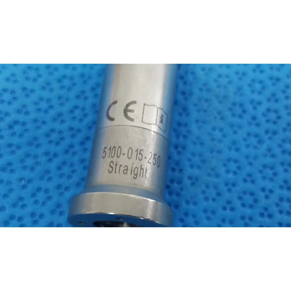 Silver-colored cylindrical surgical instrument from stryker md series straight with engraved markings and ce certification label