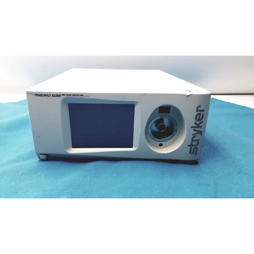 White stryker pneumo sure xl high flow insufflator with rectangular screen and circular lens for high flow use