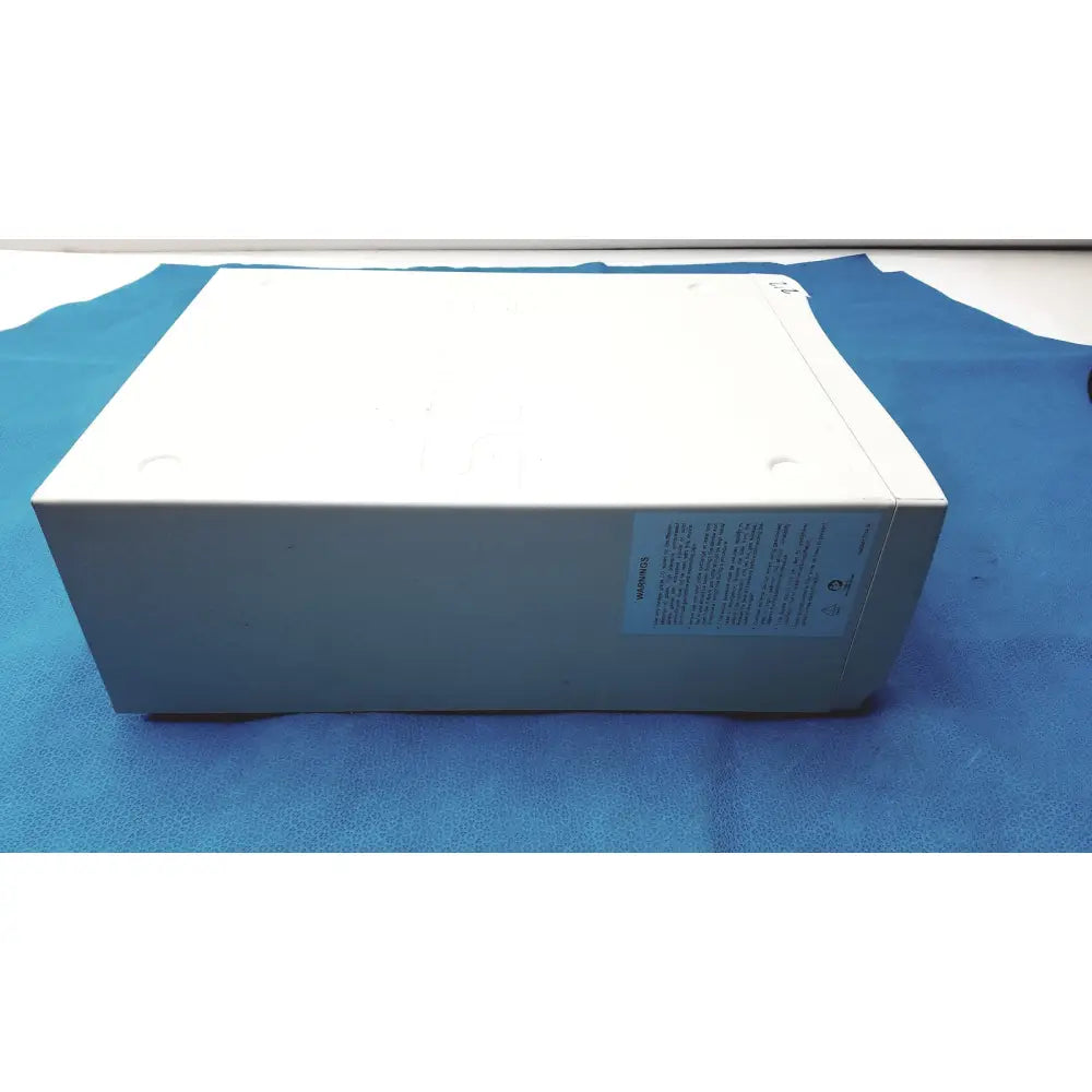 White rectangular box of stryker pneumo sure xl high flow insufflator with label on the side for medical use