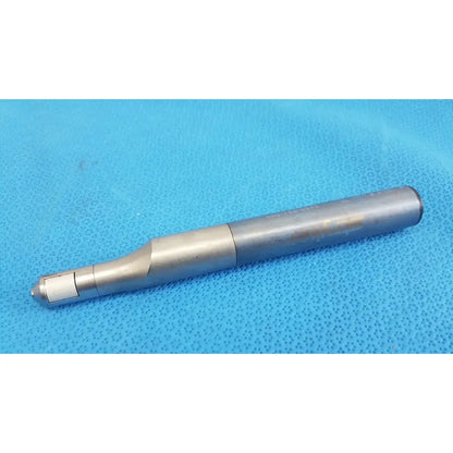 Silver metallic cylindrical tool with tapered multi-segmented design and rounded end for stryker remb electric saw