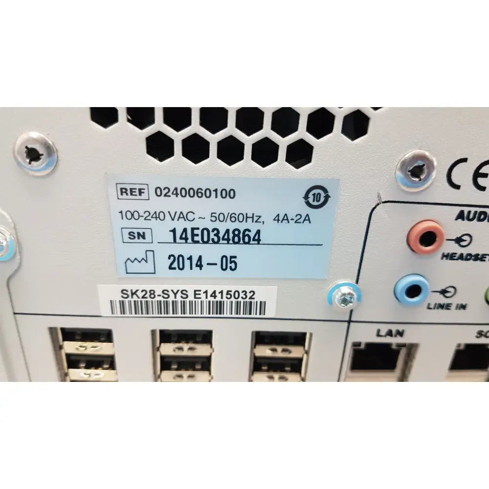 White plastic label with black text and barcode on the back of sdc3 hd digital capture unit information management system