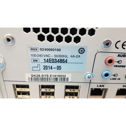 White plastic label with black text and barcode on the back of sdc3 hd digital capture unit information management system