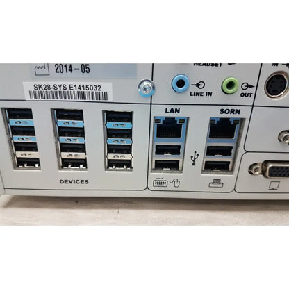White industrial network switch with usb ethernet and audio ports on back of stryker sdc3 hd digital capture unit information management system