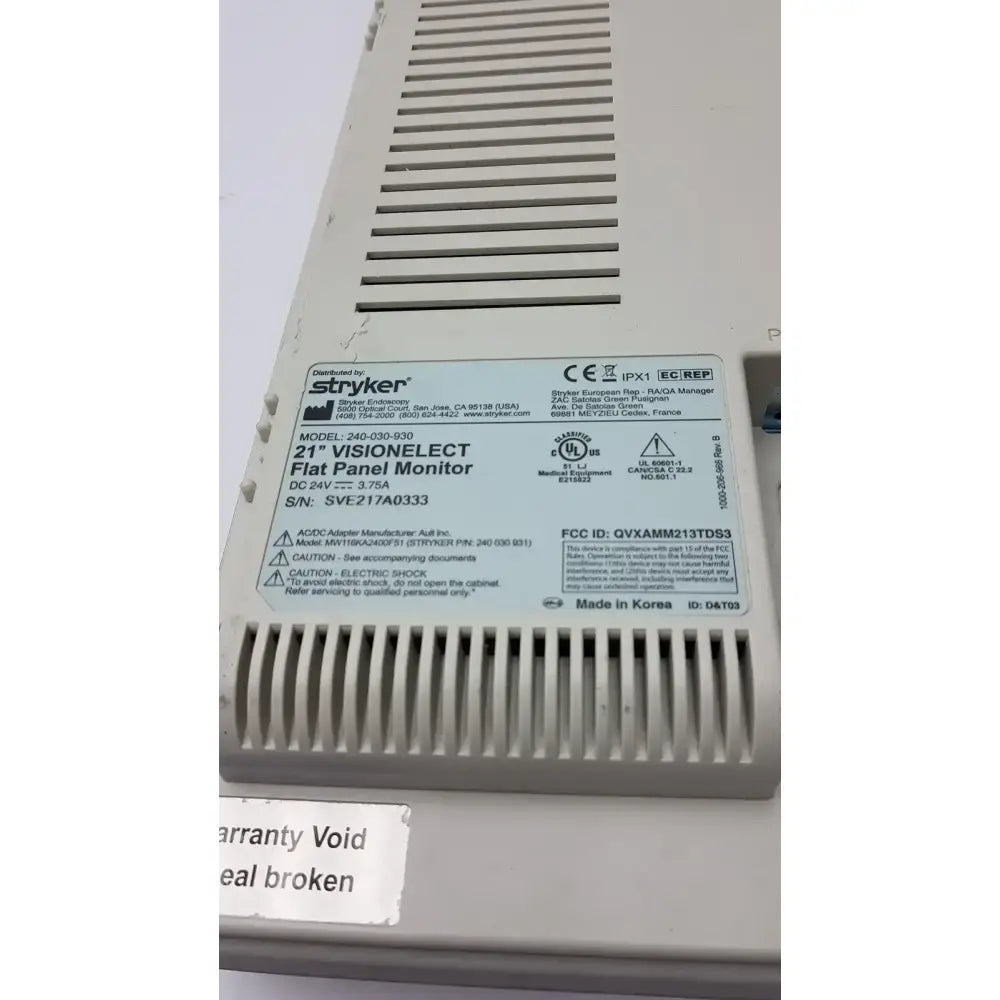 Stryker Vision Elect 21" 240-030-930 HD Flat Panel Monitor Medical Display Monitor, second-hand product photo 10