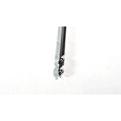 Black metal spiral drill bit with sharp pointed tip and helical flutes in stryker wichita nail 4.5mm drill orthopedic tool