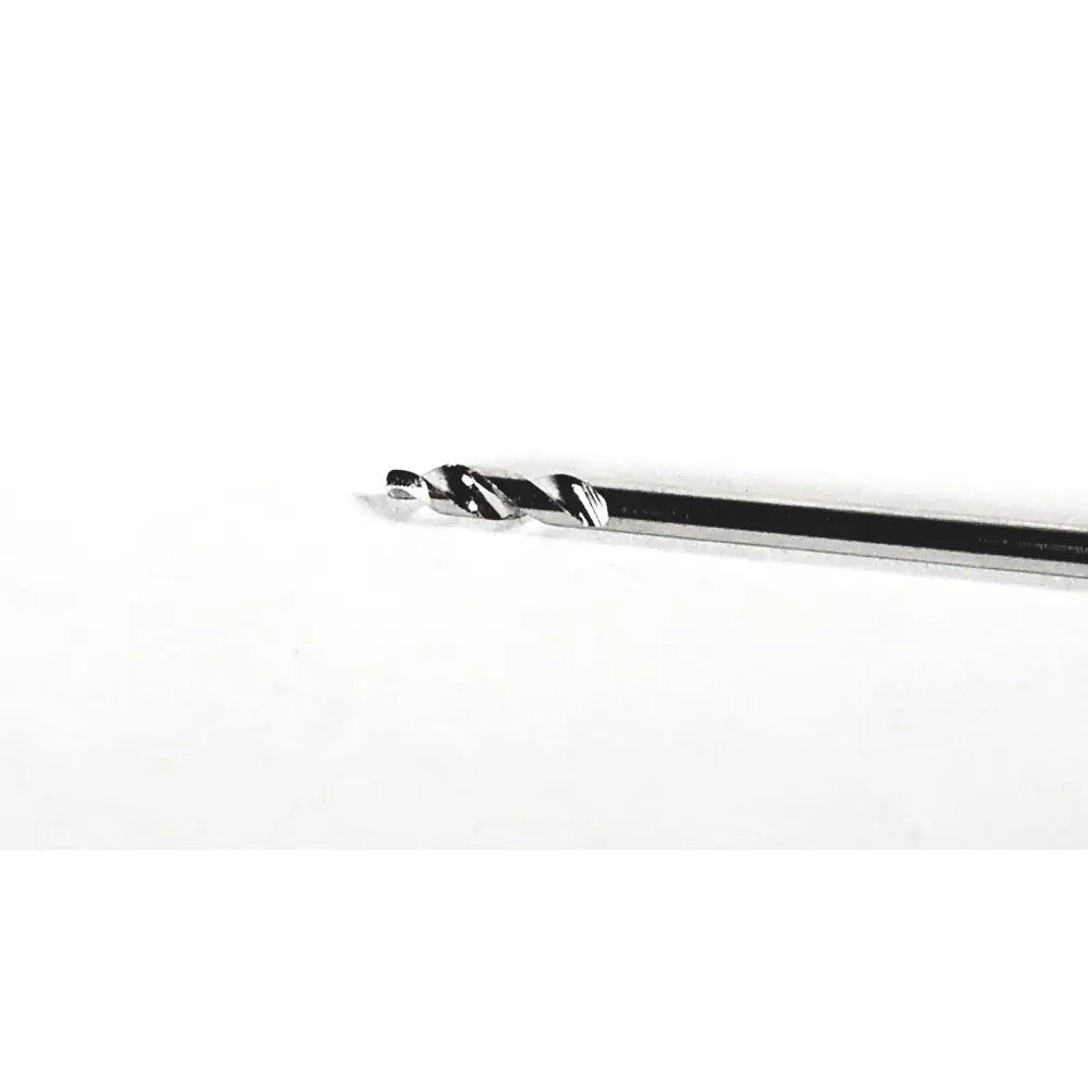 A sleek metallic 4.5mm drill bit with polished chrome sharp spiraled edges for stryker wichita nail orthopedic use