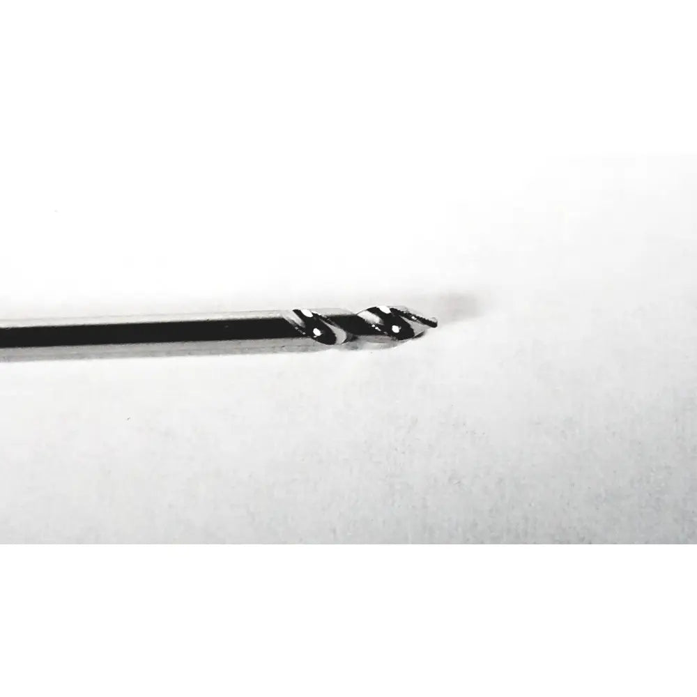A sleek black metal 4.5mm drill bit with sharp spiraled edge for stryker wichita nail orthopedic surgical use