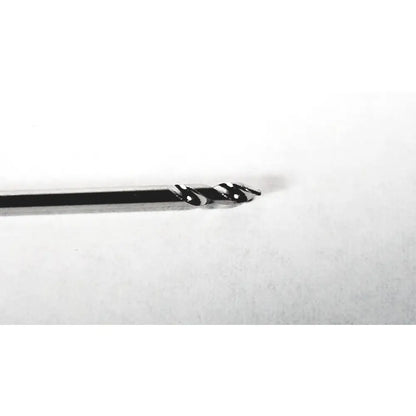 A sleek black metal 4.5mm drill bit with sharp spiraled edge for stryker wichita nail orthopedic surgical use