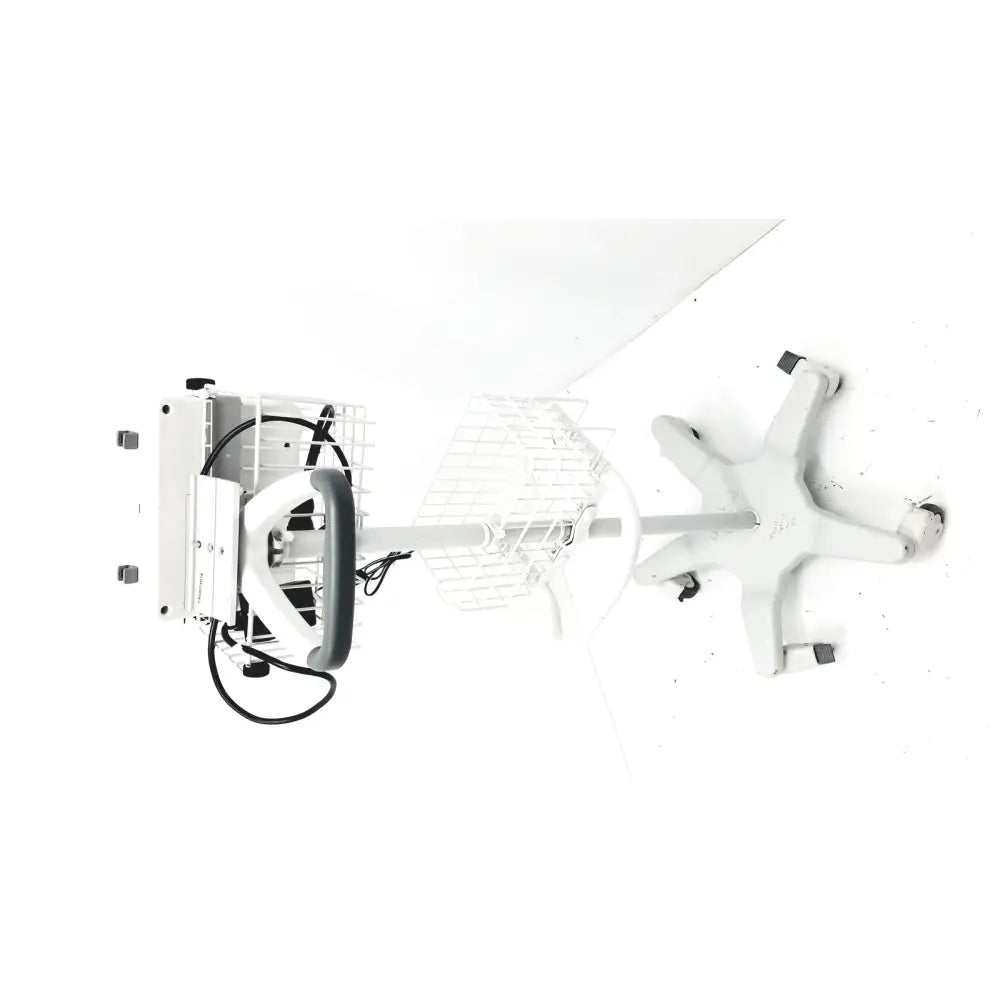 White medical cart with wire basket and black handle grip for summiit doppller vista abi reuse medical system