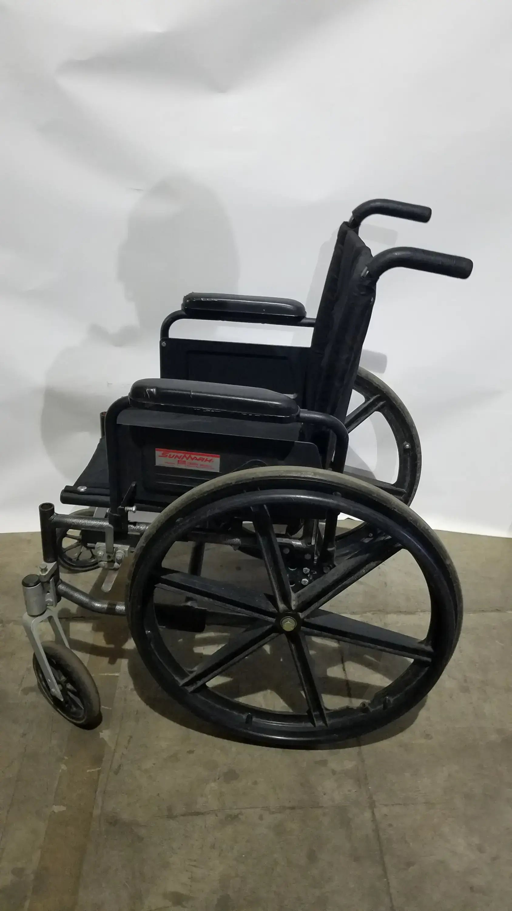 Reuse Medical Equipment Sunmark Folding Manual Wheelchair - Durable Black Padded Comfort Seat Manual Wheelchair, second-hand product photo 17