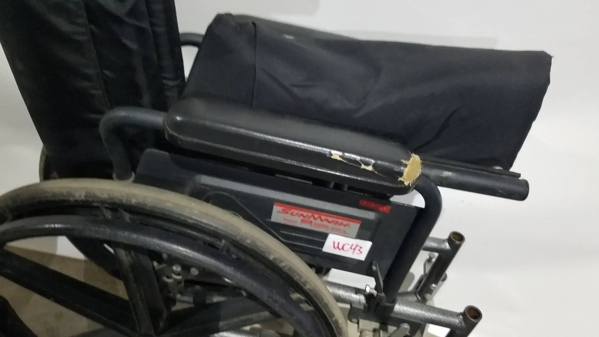 Reuse Medical Equipment Sunmark Folding Manual Wheelchair - Durable Black Padded Comfort Seat Manual Wheelchair, second-hand product photo 28