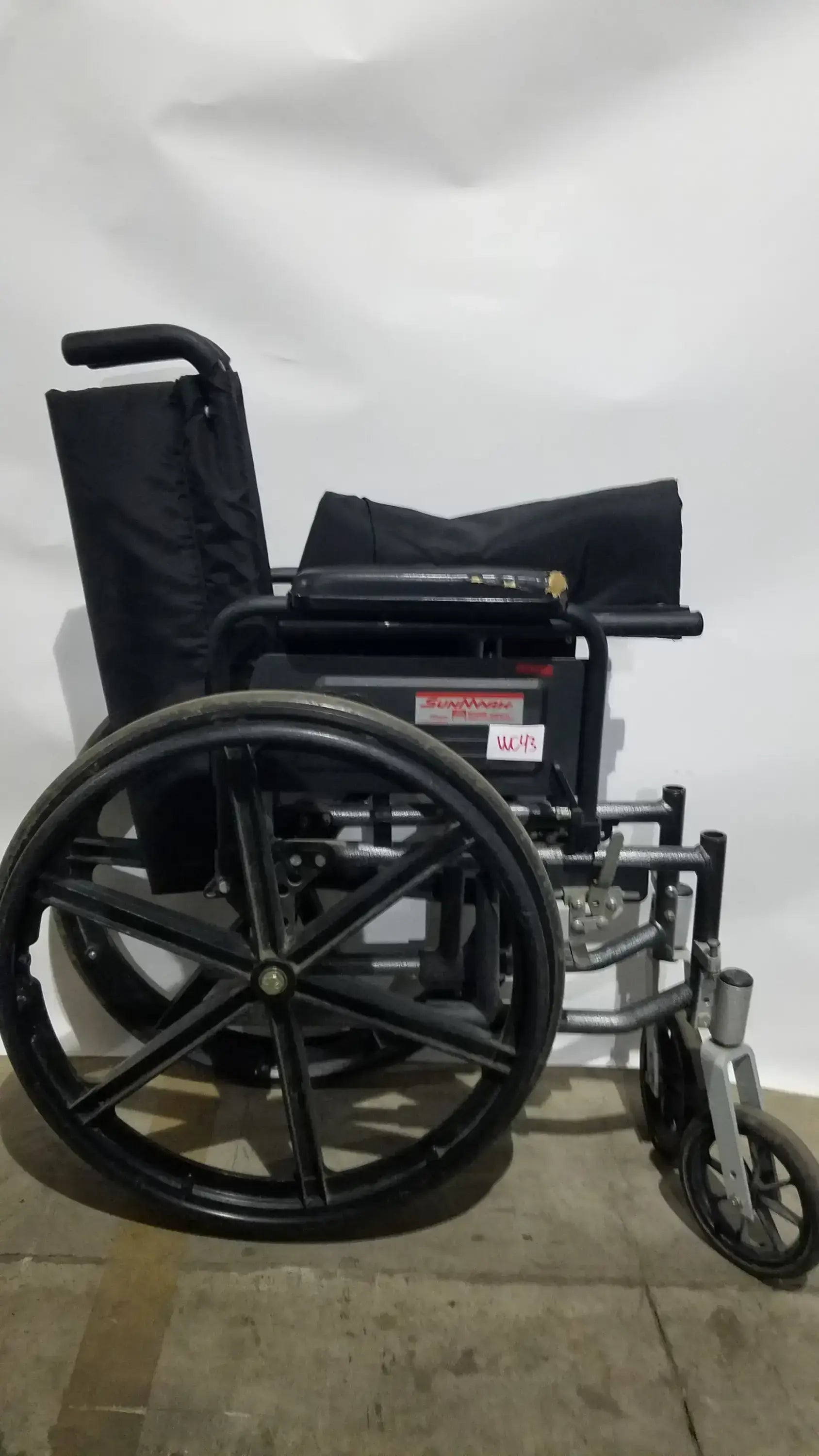 Reuse Medical Equipment Sunmark Folding Manual Wheelchair - Durable Black Padded Comfort Seat Manual Wheelchair, second-hand product photo 33