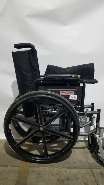 Reuse Medical Equipment Sunmark Folding Manual Wheelchair - Durable Black Padded Comfort Seat Manual Wheelchair, second-hand product photo 29