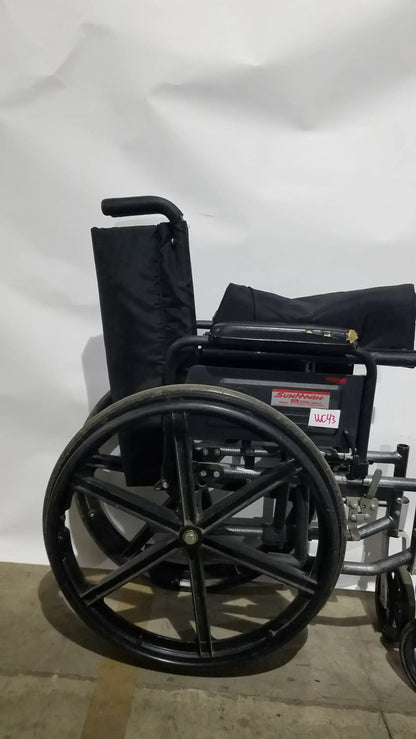 Reuse Medical Equipment Sunmark Folding Manual Wheelchair - Durable Black Padded Comfort Seat Manual Wheelchair, second-hand product photo 31