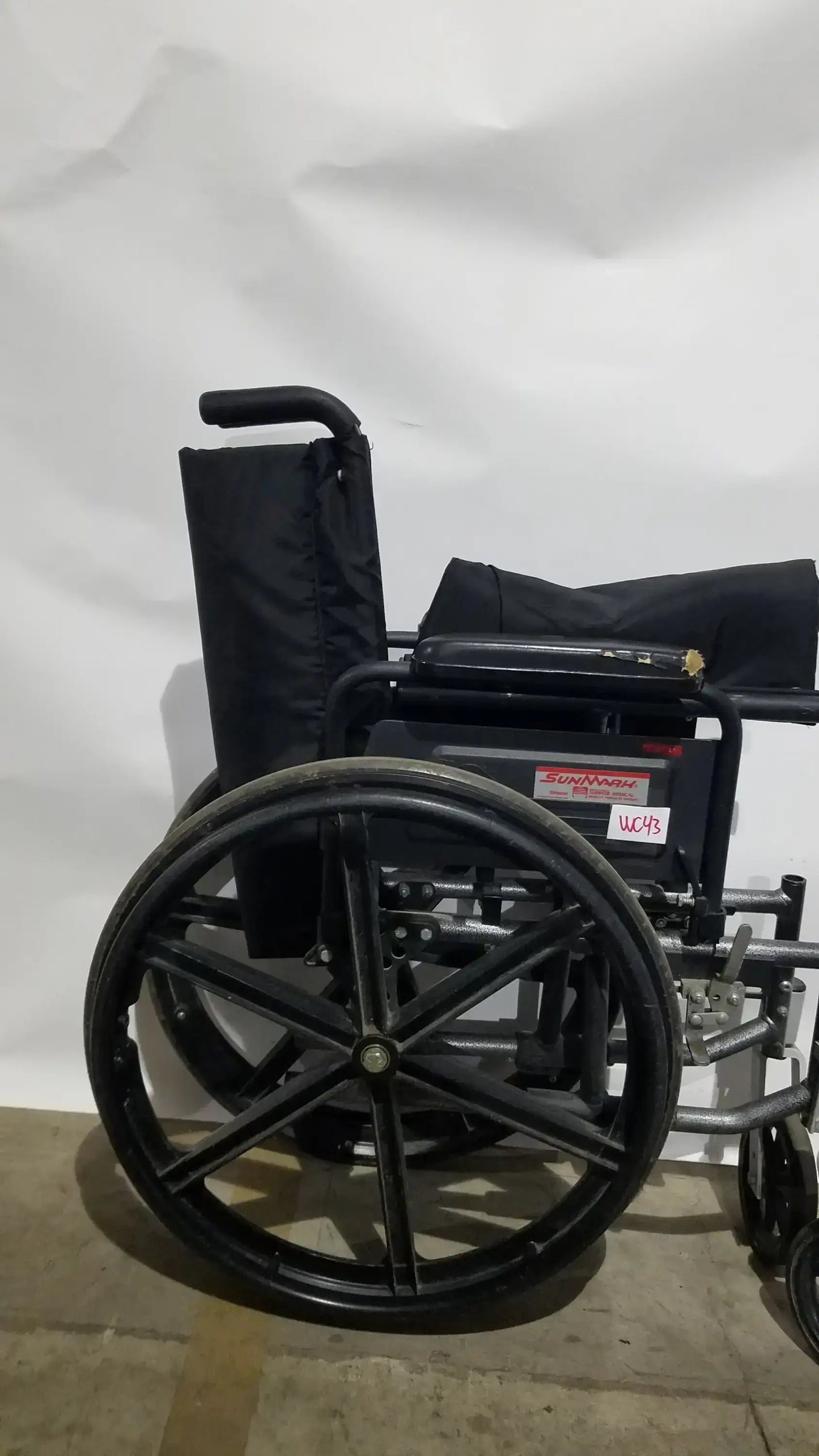 Reuse Medical Equipment Sunmark Folding Manual Wheelchair - Durable Black Padded Comfort Seat Manual Wheelchair, second-hand product photo 31