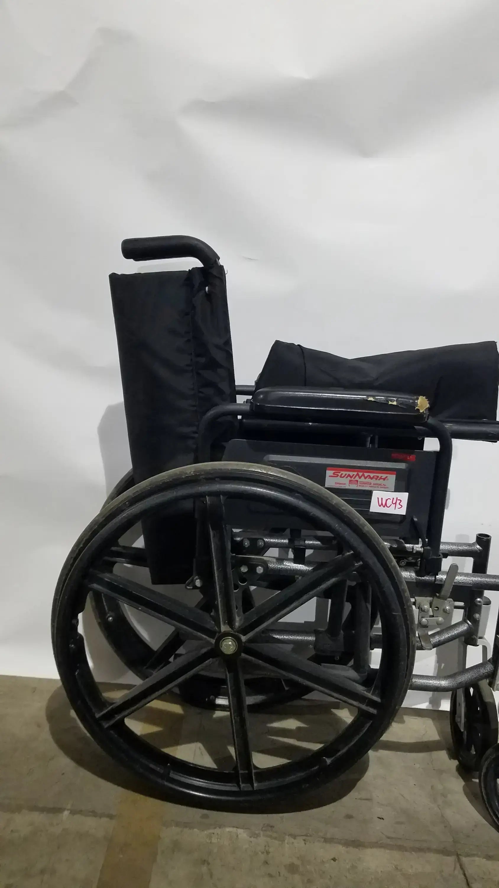 Reuse Medical Equipment Sunmark Folding Manual Wheelchair - Durable Black Padded Comfort Seat Manual Wheelchair, second-hand product photo 31