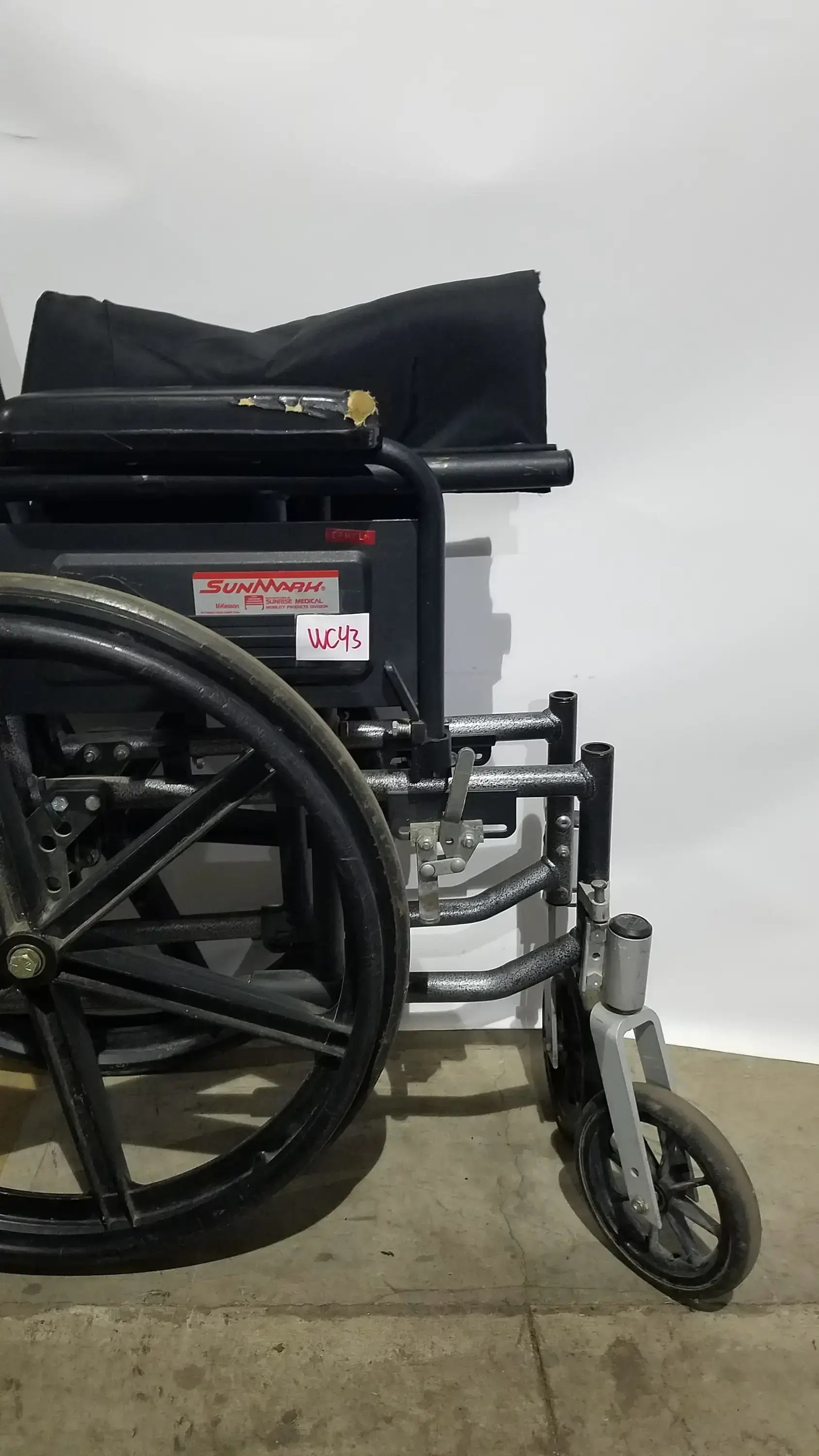 Reuse Medical Equipment Sunmark Folding Manual Wheelchair - Durable Black Padded Comfort Seat Manual Wheelchair, second-hand product photo 30