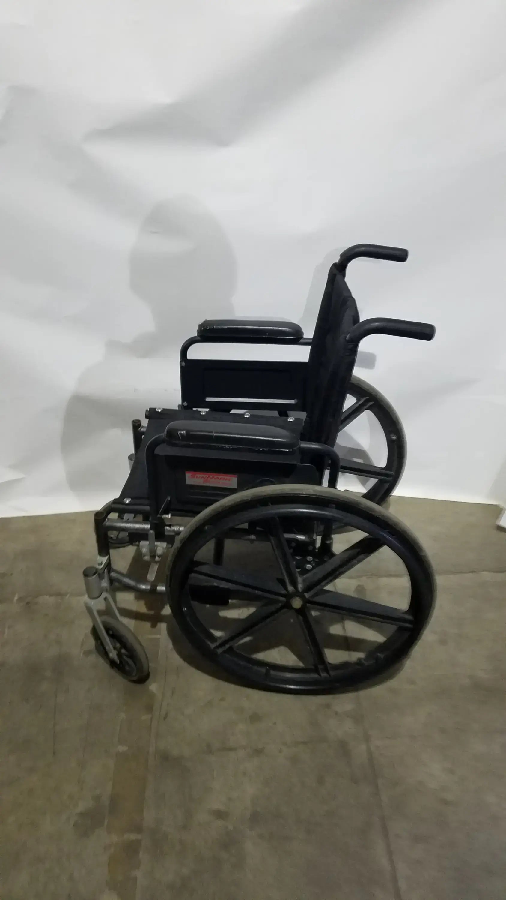 Reuse Medical Equipment Sunmark Folding Manual Wheelchair - Durable Black Padded Comfort Seat Manual Wheelchair, second-hand product photo 7