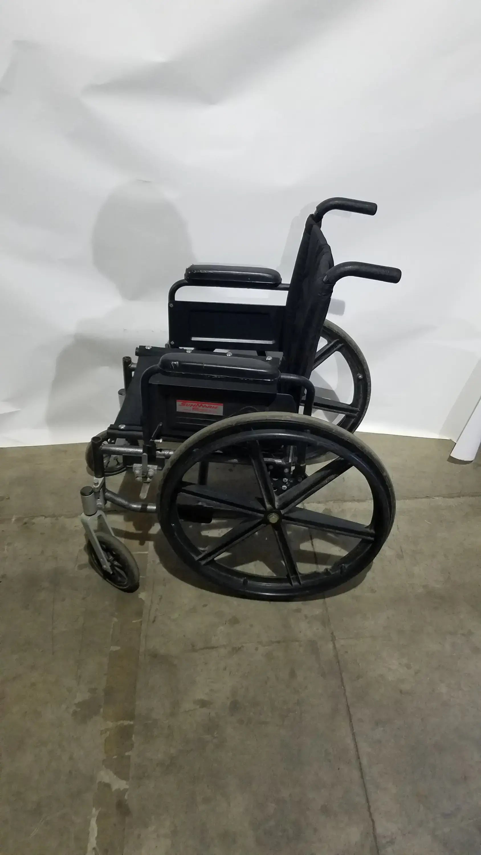 Reuse Medical Equipment Sunmark Folding Manual Wheelchair - Durable Black Padded Comfort Seat Manual Wheelchair, second-hand product photo 8