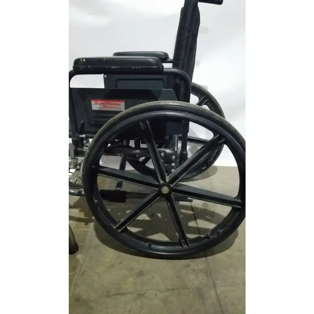 Reuse Medical Equipment Sunmark Folding Manual Wheelchair - Durable Black Padded Comfort Seat Manual Wheelchair, second-hand product photo 10