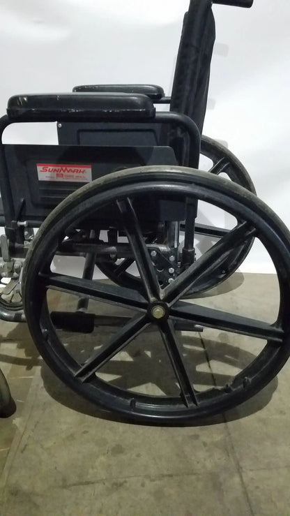 Reuse Medical Equipment Sunmark Folding Manual Wheelchair - Durable Black Padded Comfort Seat Manual Wheelchair, second-hand product photo 10