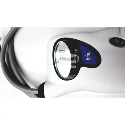 White suntech facial cleansing device with digital display 250 and light dark mode for ambulatory blood pressure use