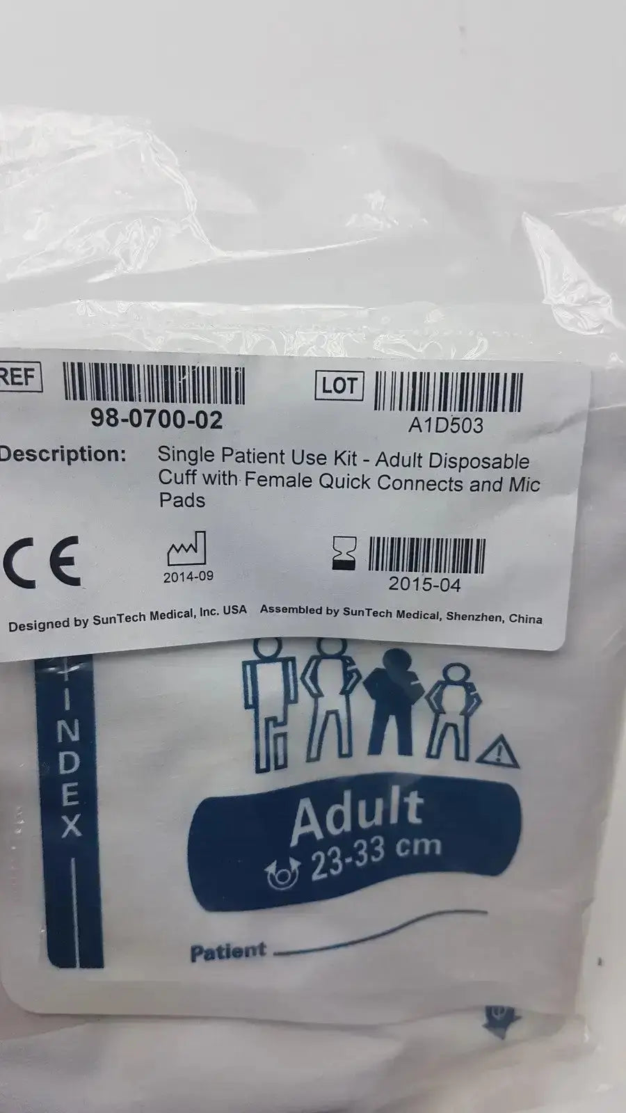SunTech Medical Single Patient Use Kit Disposable Blood Pressure Cuff 98-0700-02 Blood Pressure Cuff, second-hand product photo 2
