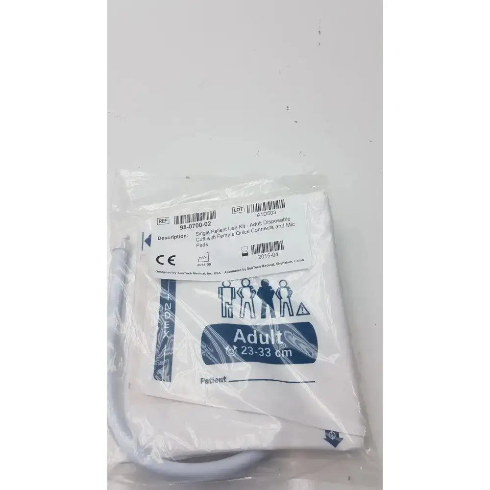 SunTech Medical Single Patient Use Kit Disposable Blood Pressure Cuff 98-0700-04 Blood Pressure Cuff, new product photo 7